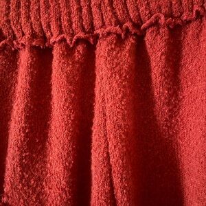 Cozy Red Textured Knit Pants